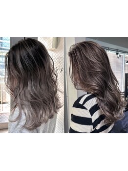 【口コミ4.9☆】ハイライト,バレイヤージュで立体感を！外国人風の透明感艶感を実現!立体的なカラーに☆