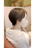コンパクト小顔前下がりひし形ショートチョコレートブラウン30代