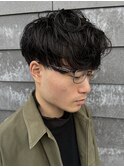 メンズマッシュセンターパートスパイラルパーマニュアンスパーマ