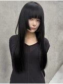 姫カット 重めバング ブルーブラック i