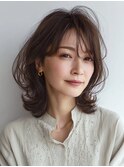  ミディアムレイヤー×白髪ぼかしカラー30代40代50代60代