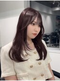 ロングレイヤーフェイスレイヤーダッフィーブラウン暖色艶髪
