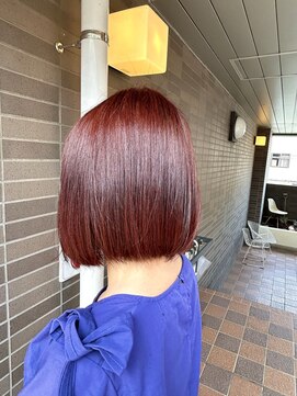オーガニックマインド 坂戸 鶴ヶ島(organic+mind) 秋色◎切りっぱなしボブ×チェリーブラウン小顔見せ20代30代