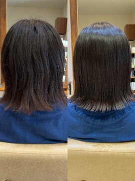 ミラバイケンジ 藤沢(Mira by KENJE) ３０代ママさん朝楽になる髪質改善外はねボブ