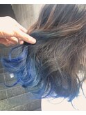 グレージュグラデーションカラーテールブルー