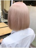 1624外国人風カラーセンター分けボブバニラベージュエギュモリ