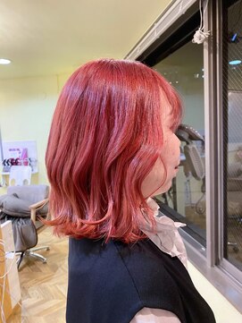 アリスバイブランニューリブ 難波店(ALICE by Brandnew×LIV) 難波美容室 艶感!ストロベリーピンク ブリーチダブルカラー