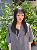 デザインカラーレイヤーカットウェットヘア夏オリーブベージュ