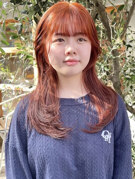 ラミエバイメルト 下北沢(lamie by melt) 小顔似合わせカットレイヤーくびれ韓国艶感オレンジベージュ暖色