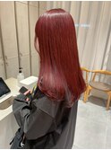 ブリーチなし◎透明感チェリーレッドブラウン