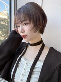 レイヤーショート/透明感ブラウン/耳かけショート/20代30代