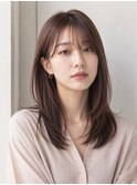 セミロング30代40代ストレートレイヤー前髪なし前髪あり池袋