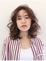 トランク ヘアー デザイン(tranq hair design) 大人ミディアムパーマブラウンベージュカラー