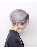 ホワイトグレー#ダブルカラー#ハンサムショート＃ケアブリーチ
