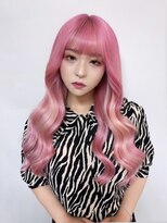 ヘアー アレス(hair ales)&nbsp;●青みピンク インナーカラーピンク エクステミディアム→ロング