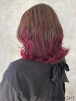 フローレス バイ ヘッドライト 川崎店(hair flores by HEADLIGHT) 外ハネウェーブ×ピンクグラデーションカラー