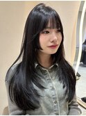 韓国ヘアーハッシュカットレイヤーカットグレージュブリーチ無し