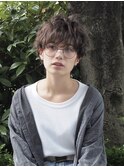 ニュアンスパーマのショート、ラベンダーグレージュ＊