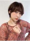 マロンベージュ　耳かけワンカールショート