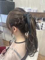 美容室グラード(GRADO)&nbsp;結婚式お呼ばれ＊ロープ編みポニーテールアレンジ