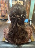 ハーフアップ/ヘアセット/ヘアアレンジ/パールピン/お呼ばれヘア