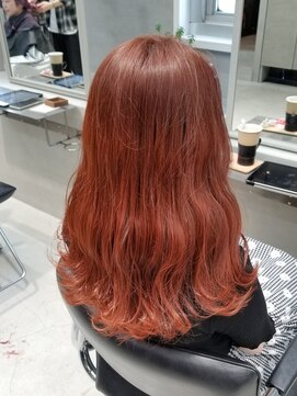 テトヘアー(teto hair) オレンジ　オレンジブラウン　波巻き　韓国