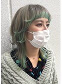 ウルフレイヤーイヤリングカラーミント×グレージュ