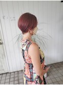 ピンクベージュショートボブ 30代40代50代60代
