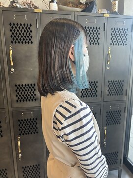 アチーブティルスマートサロン 豊川末広通店(achieve till Smart Salon) 透明感スカイブルーイヤリングカラーストレート艶髪ロブ