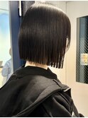 20代30代/縮毛矯正/切りっぱなし/黒髪ボブ/ぱつっとボブ