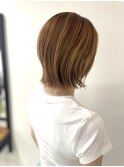 【肩上レイヤーボブ&オレンジベージュ】