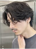 大阪梅田フェザーパーマニュアンスパーマセンターパートゆるめ◆