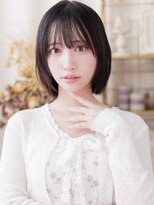 カバーヘア ブリス 志木南口駅前店(COVER HAIR bliss) アッシュブラックブリーチなしフレンチバングミニボブ20代志木a
