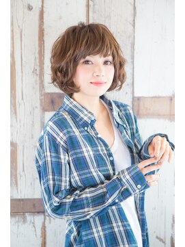 アーク シエル(Ark Ciel) ショートバング前髪重め無造作ニュアンスパーマアッシュベージュ