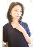 大人上品×ふんわりボリューム×ミディアムボブ×ミントベージュ