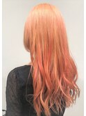 【coma中野】サーモンピンク派手髪ロング