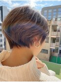 ショート×ハイライト白髪ぼかし×マチルダボブ[心斎橋]