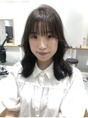 マロンベージュ Aラインボブドレスヘアかきあげロング