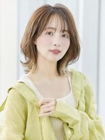 アンフィニー 銀座(ANFINI)&nbsp;ミディアムナチュラルカール×薄め前髪ベージュカラー