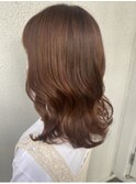 オレンジベージュ髪質改善ワンカラー