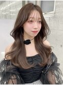 シースルー前髪　艶ブラウン　オージュアカラー