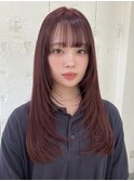 レイヤーカットハッシュカット顔まわりミディアムロング