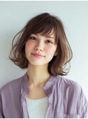 ミルクブラウン/ダークパープル/ナチュラルショート/夏/センター