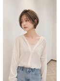 丸みショートシースルーバング小顔ショートボブ