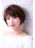 イメチェンフォギーベージュ耳かけ毛先パーマ厚めバング