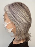 白髪ぼかし　脱白髪染め　白髪を活かしたグレージュ　50代60代