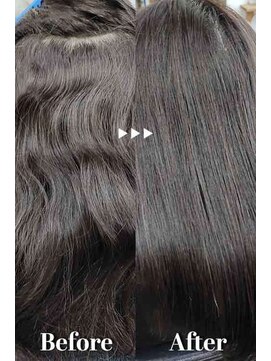 ヘアーサロン ツイン うねり毛をストレートへサラツヤ髪ロングナチュラル髪質改善