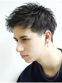 爽やかアップバングショートソフトツイストパーマ