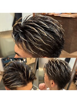 銀座マツナガ 浅草店 【人気】金メッシュスパイキーショートツーブロック爽やか