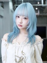 アルバム 池袋(ALBUM) 水色夏カラー×ハッシュカットロング_F1474